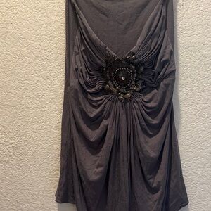 Sky Elegant Gray Beaded strapless top